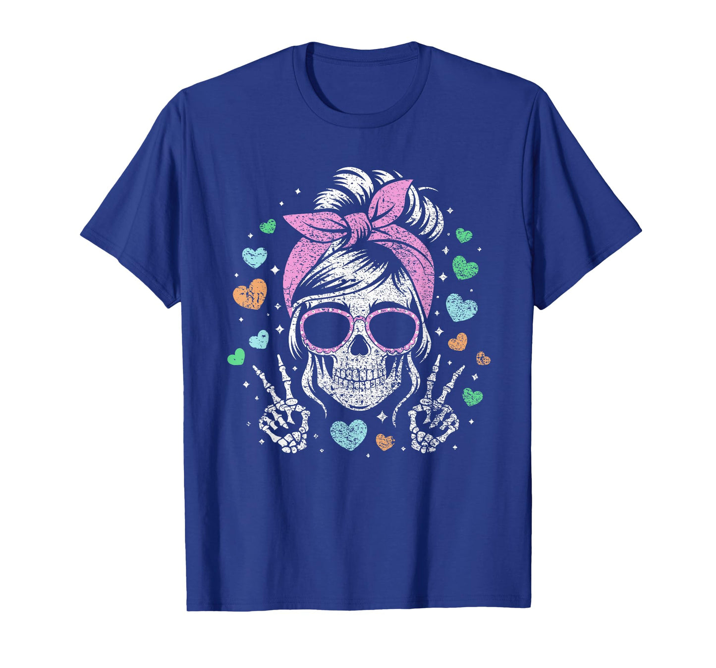 Peace Love Messy Bun Skeleton Hair Cool T-Shirt