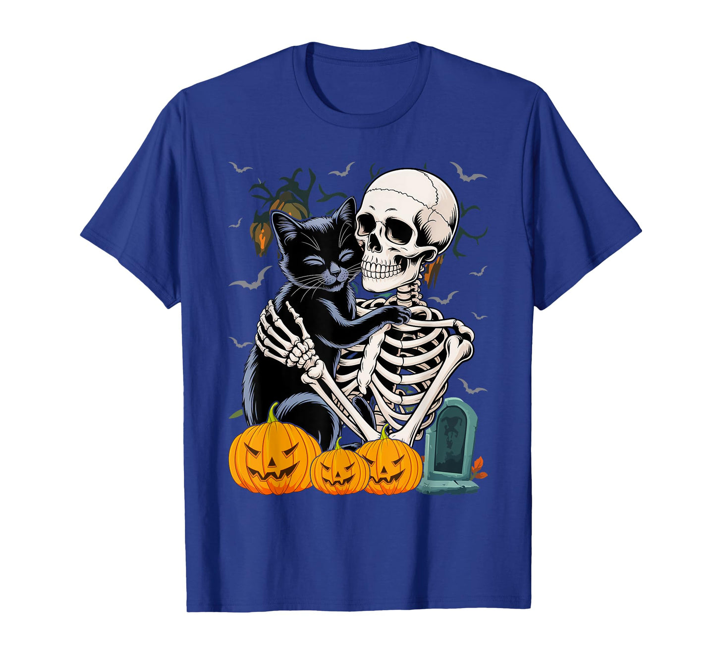 Skeleton and Black Cat Pet Halloween Costume T-Shirt