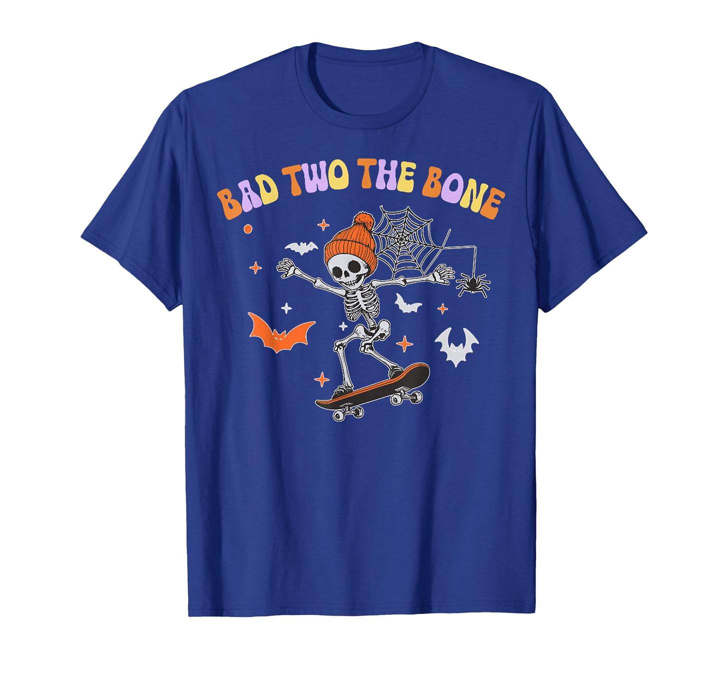 Bad to The Bone Skeleton Halloween Skateboard,Boo Spooky Boy T-Shirt