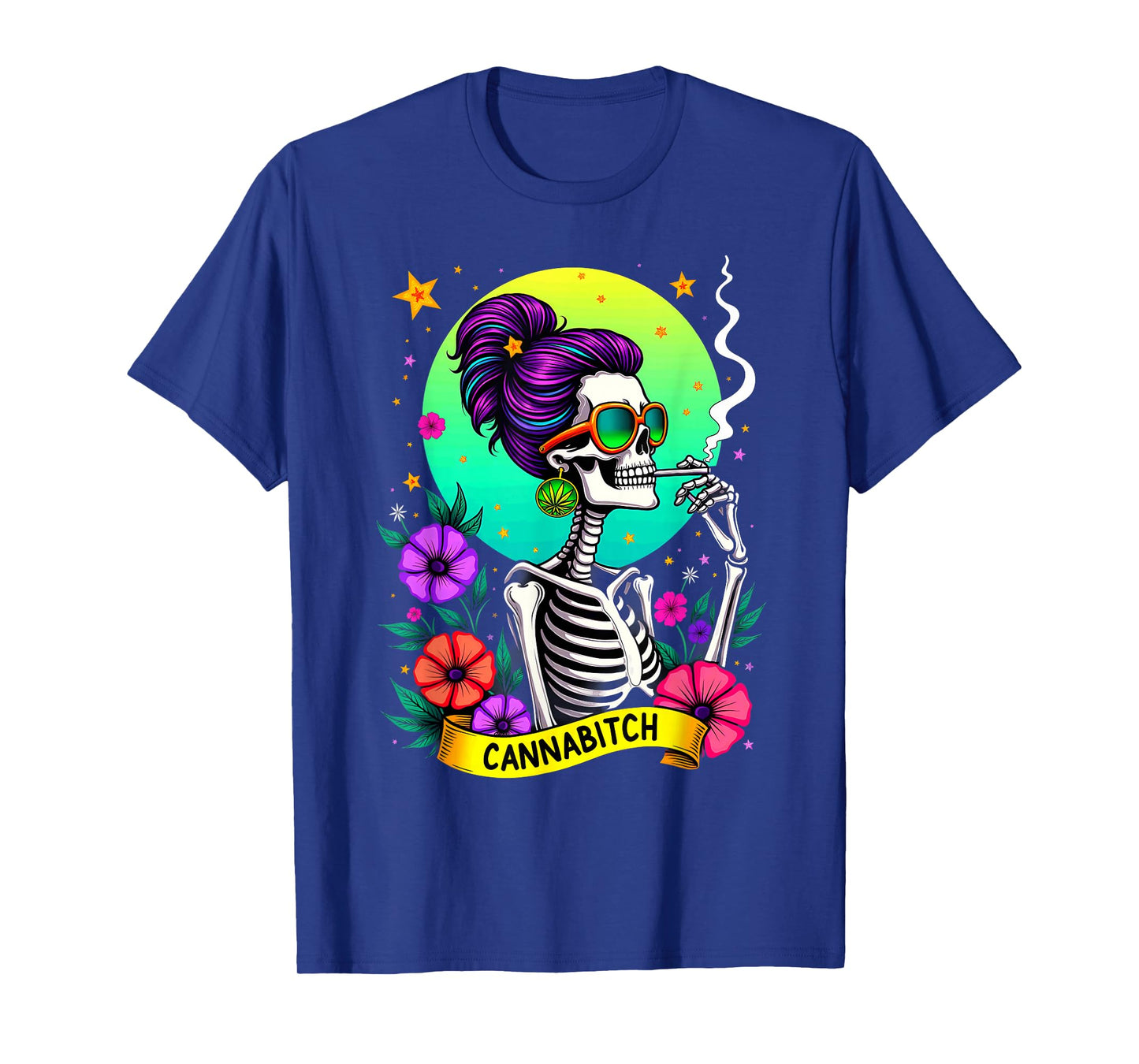 Tarot Card Cannabitch Skeleton Stoners Marijuana Smoking T-Shirt