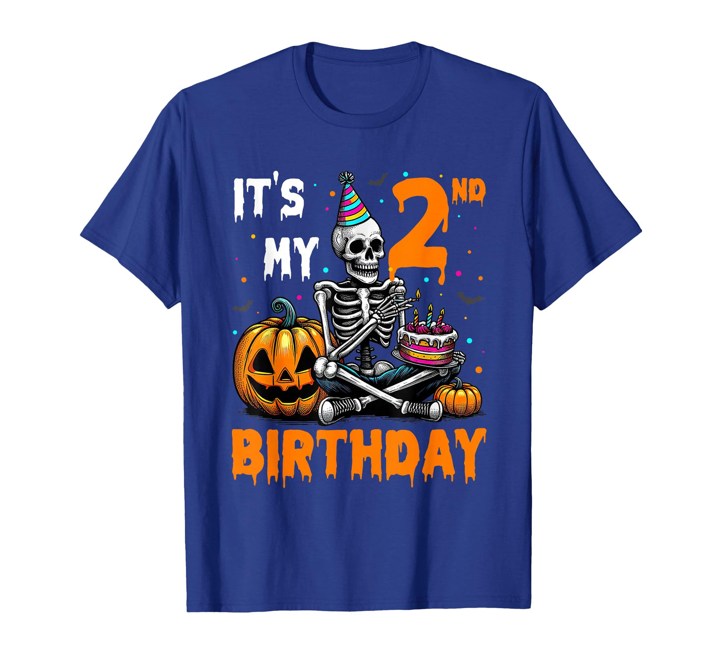 Skeleton 2nd Birthday Halloween Party Kids 2 Years T-Shirt