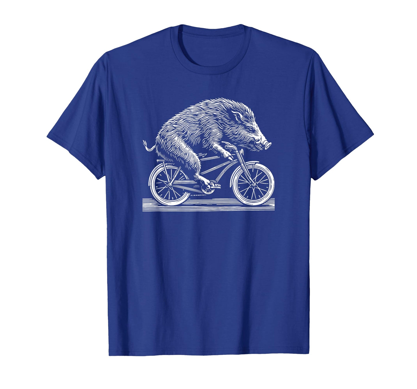 Wild Boar Hog Pig Bicycle Vintage Retro Biker Illustration T-Shirt