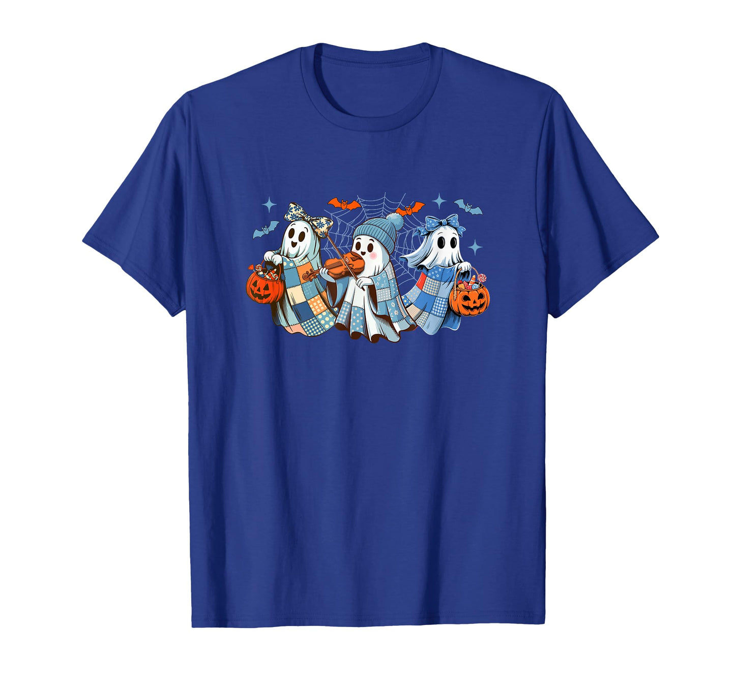 Three Colorful Boo Bow Tie Playing Violin Halloween Musical T-Shirt