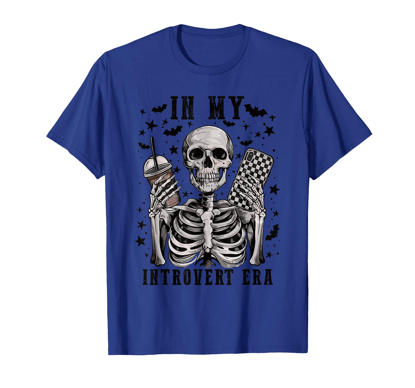 In My Introvert Era Retro Halloween Skeleton Coffee Womens T-Shirt