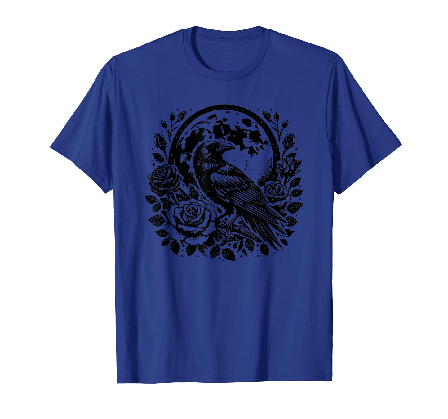 Full Moon Raven Roses Crow Witchy Mystical Gothic Novelty T-Shirt