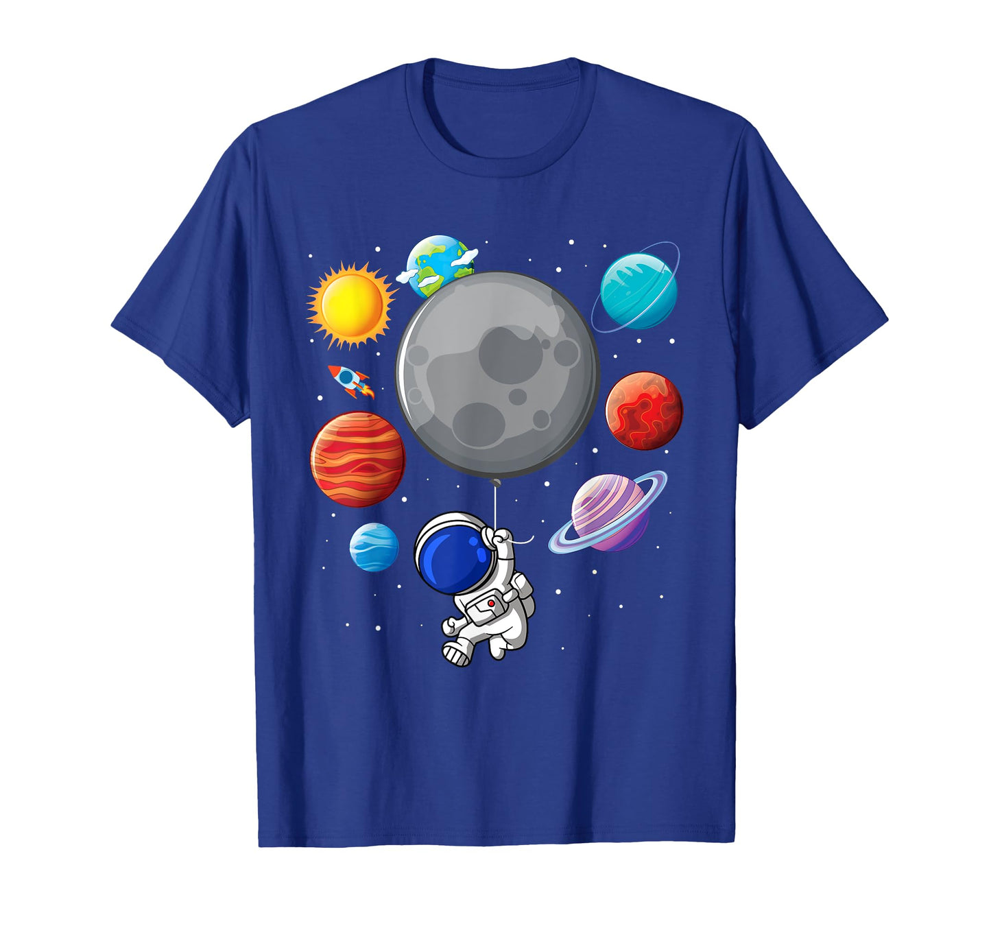 Astronaut Holding Planet Balloons Solar-System Space Kids T-Shirt