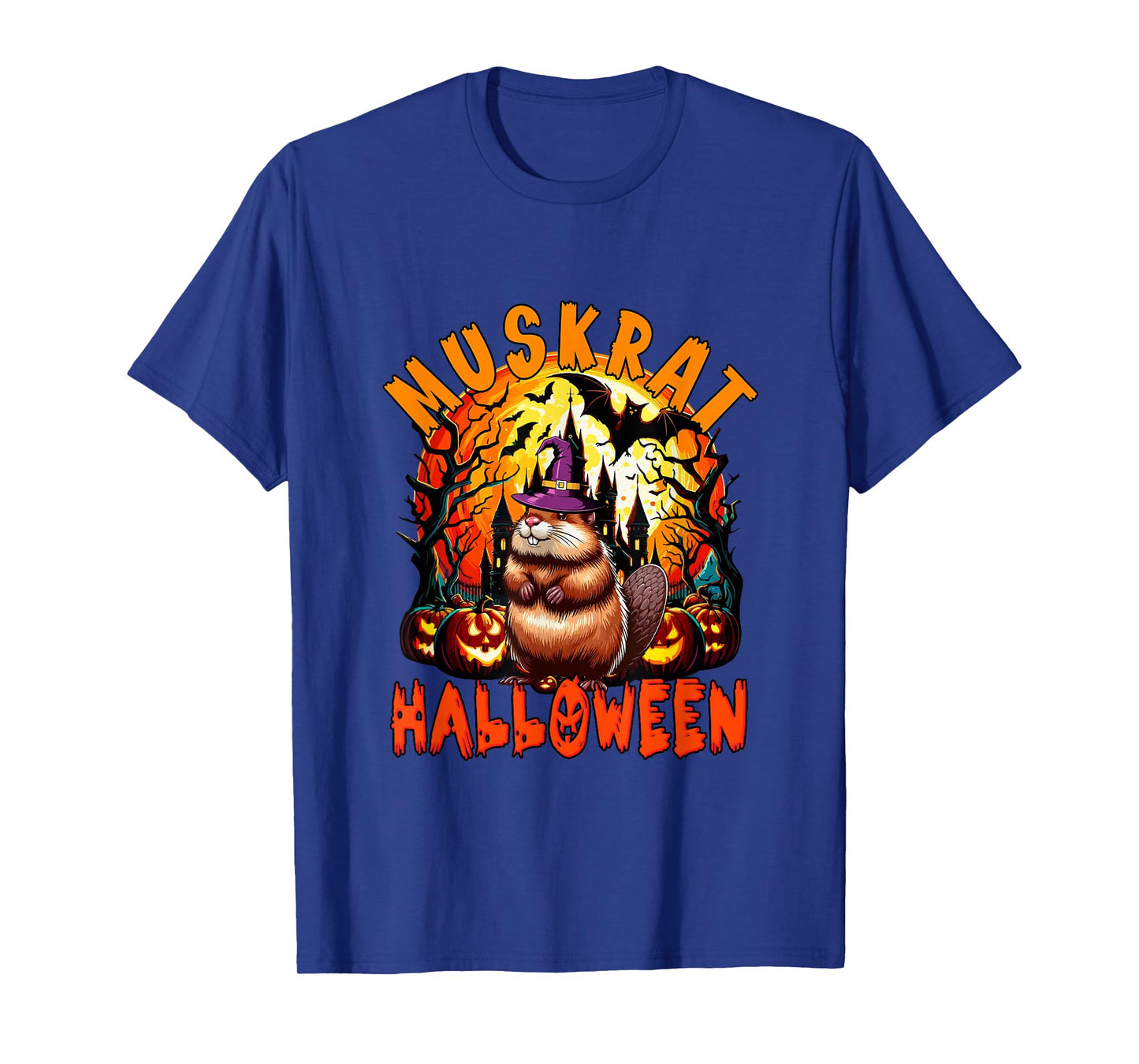 Muskrat Halloween Cosplay Witch Horror Carved Pumpkins T-Shirt