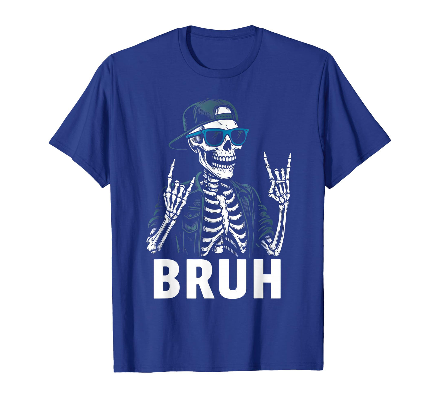 Cool Bruh Skeleton Rock On Halloween Men Teens Boys Kids T-Shirt