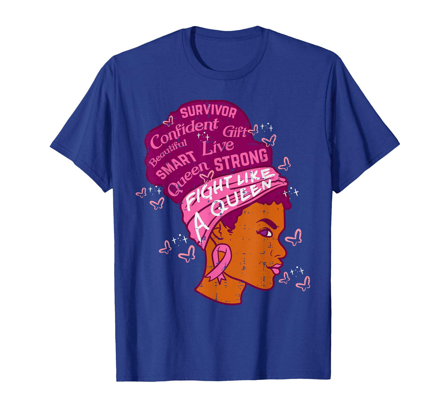 Black Queen African Women Pink Afro Breast Cancer Awareness T-Shirt