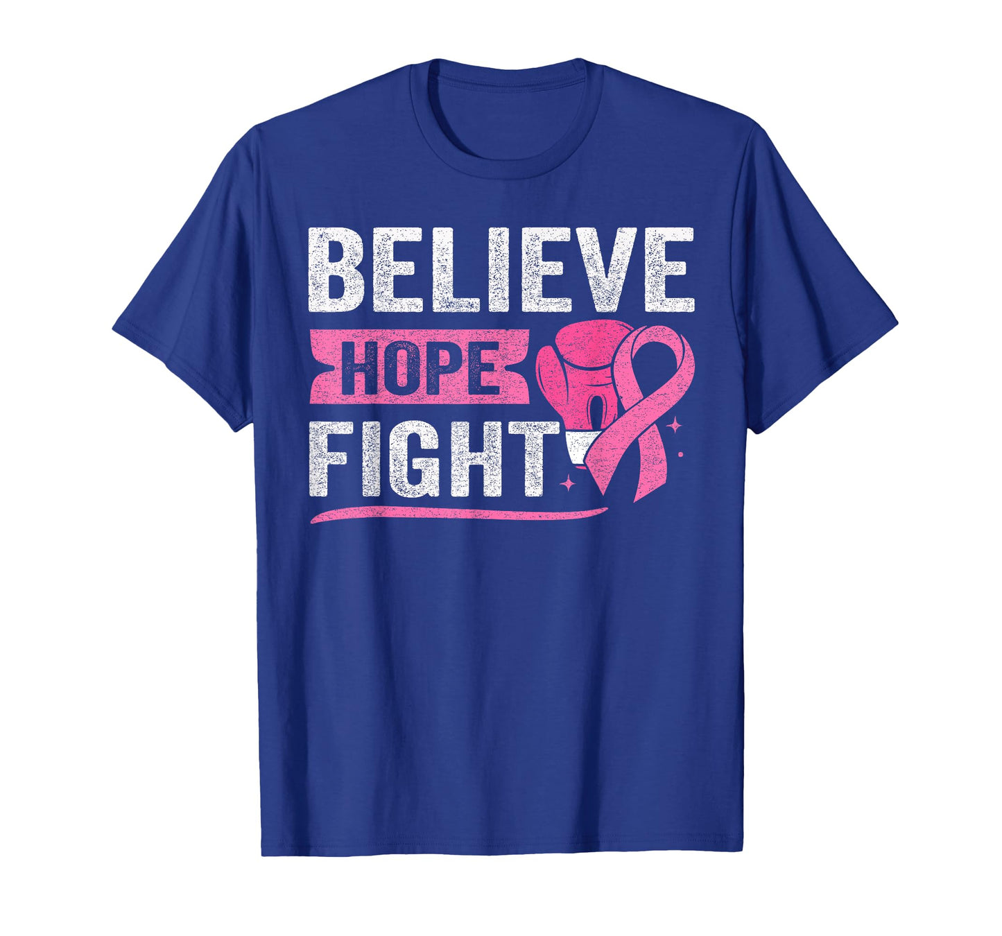 Believe Hope Fight Breast Cancer Awareness Pink Ribbon T-Shirt