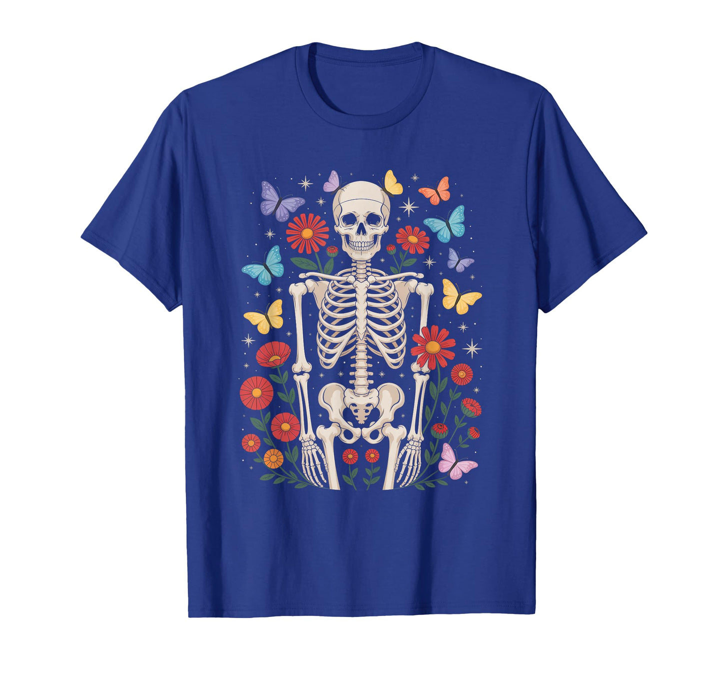 Skeleton Butterfly Florist Floral Halloween T-Shirt