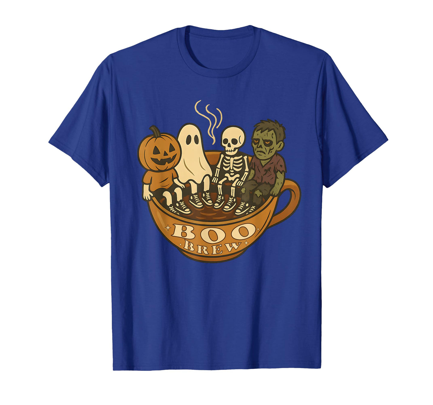 Boo Brew Halloween Barista Coffee Ghost Zombie Skeleton Cute T-Shirt