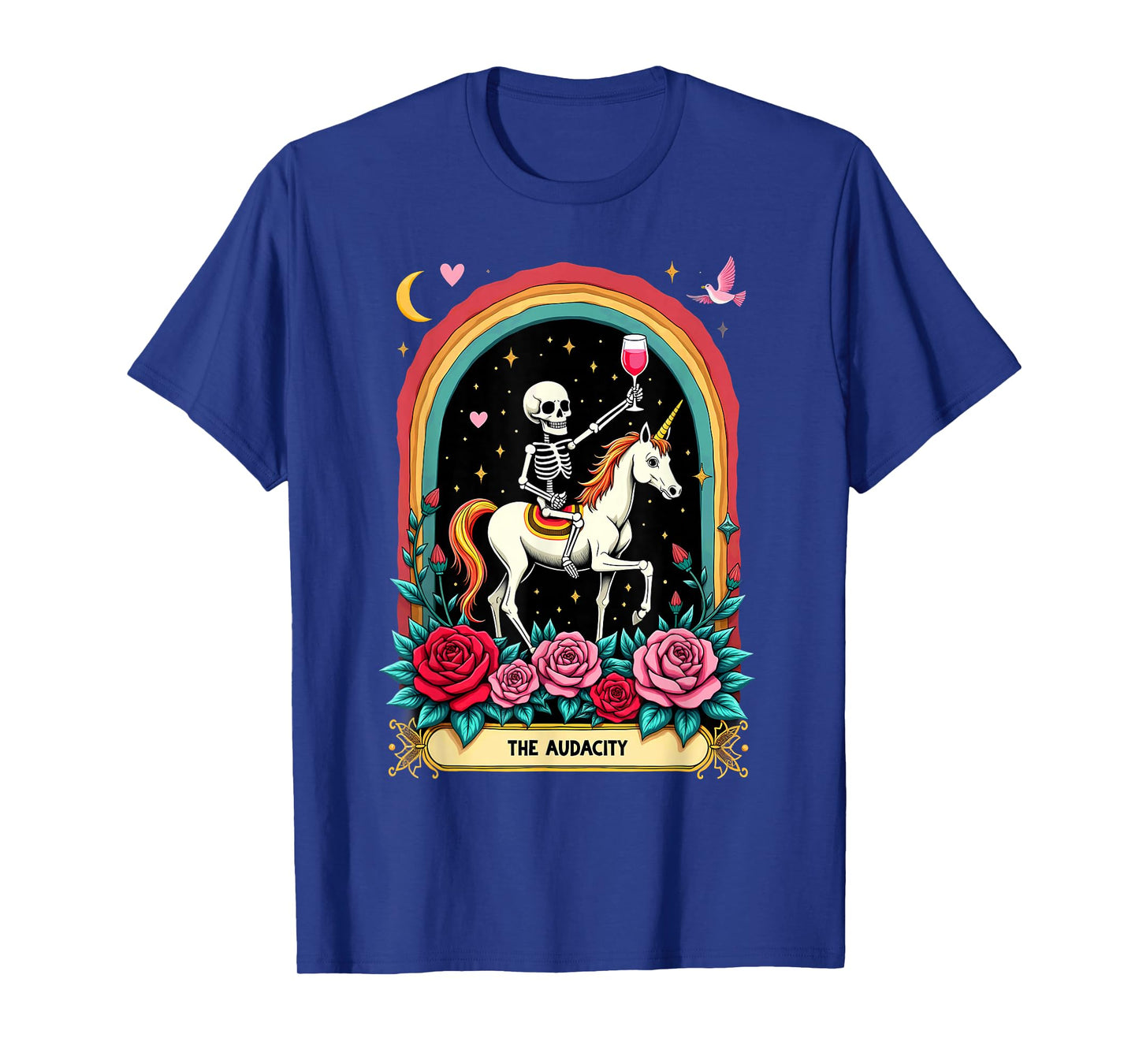 Gothic Skeleton Toasting The Audacity Unicorn T-Shirt