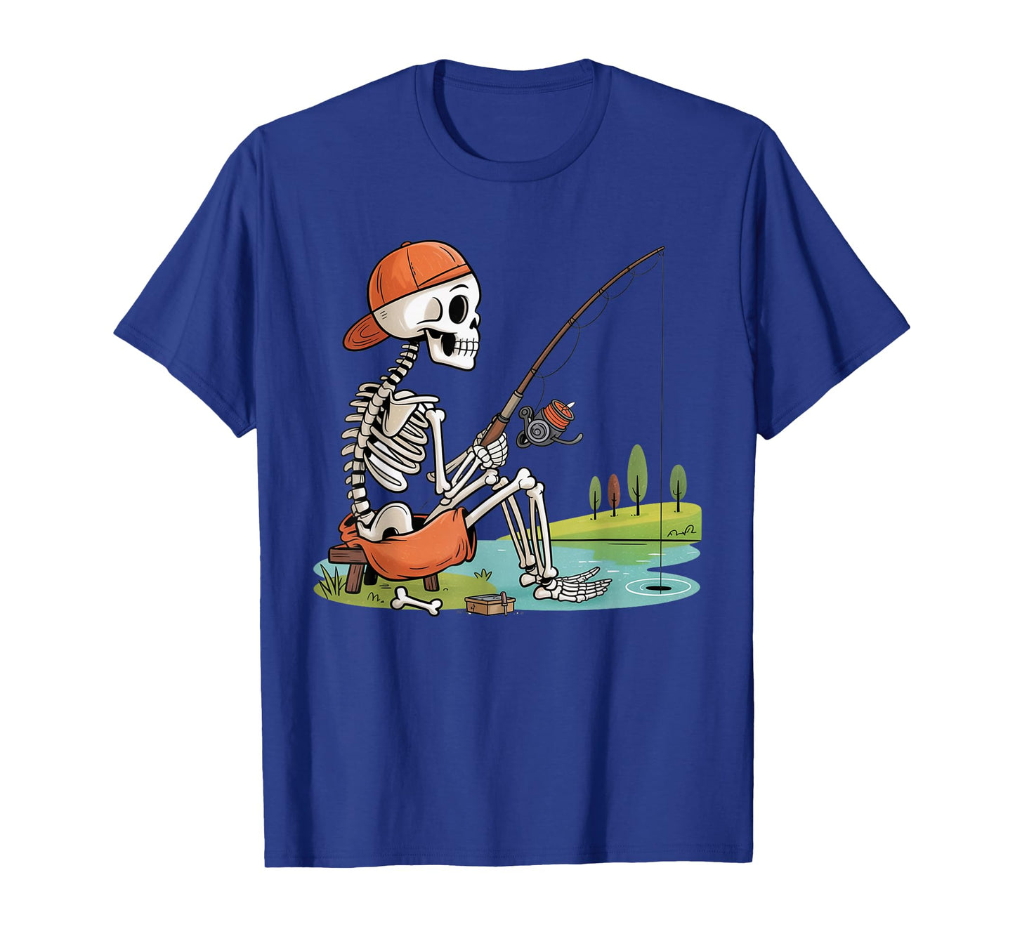 Skeleton Fishing Halloween Costume Funny Fishing Boys Kids T-Shirt