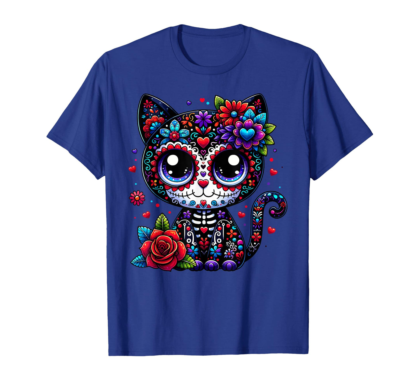 Dia De Los Muertos Cinco De Mayo Cat Sugar Skull Men Women T-Shirt