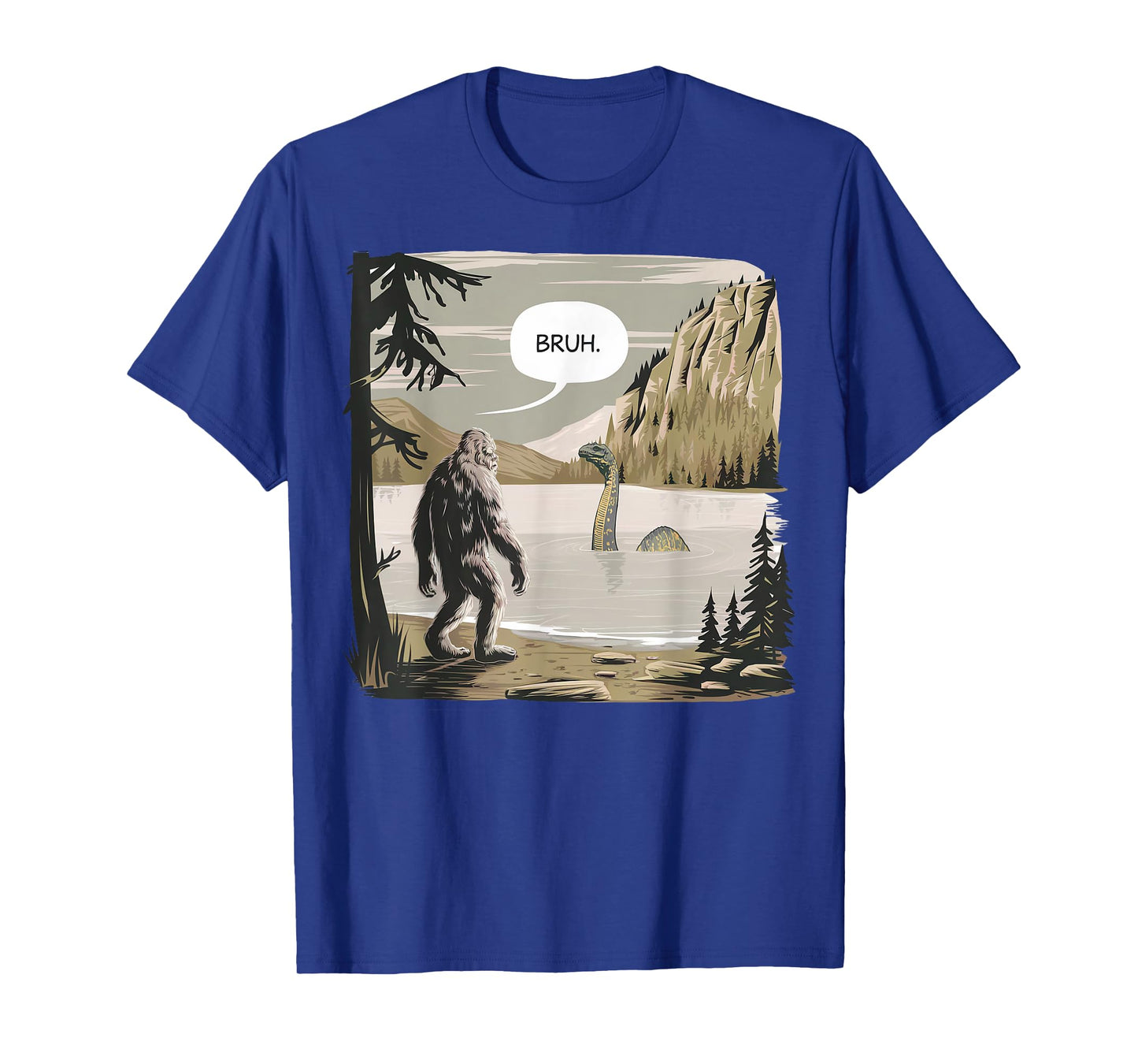 Bigfoot Loch Ness Monster Apparel Graphic Tees Unisex-Adults & Kids Funny Graphic T-Shirt Black Short Sleeve Small
