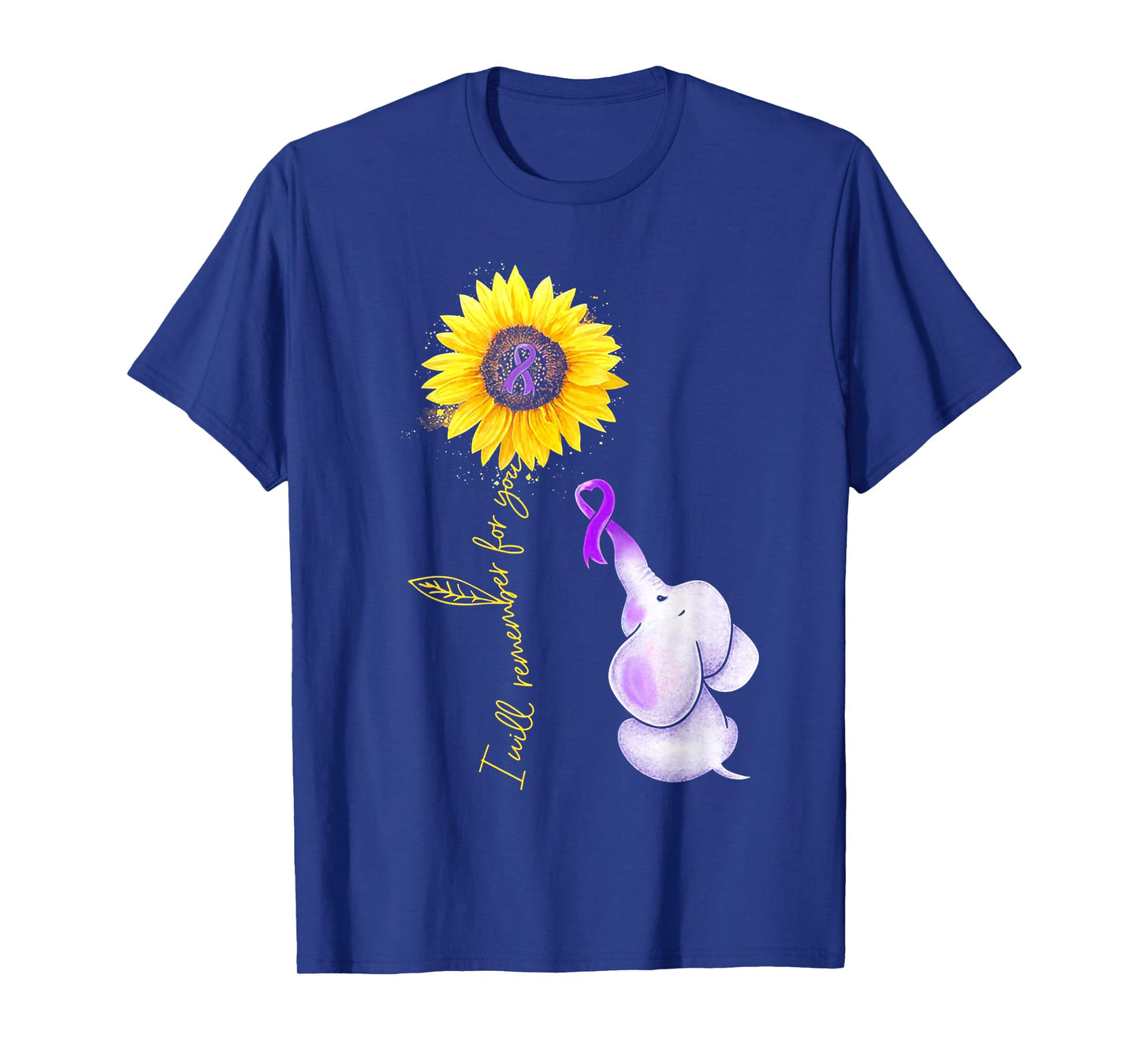 Elephant I Will Remember For You Sunflower Alzheimer T-Shirt