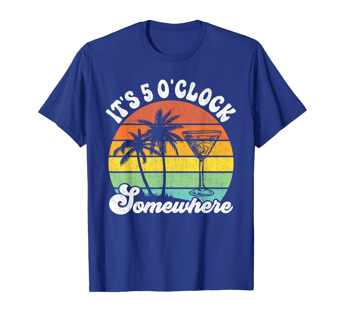 Vintage Coconut Tree Funny It's 5 O'clock Somewhere T-Shirt