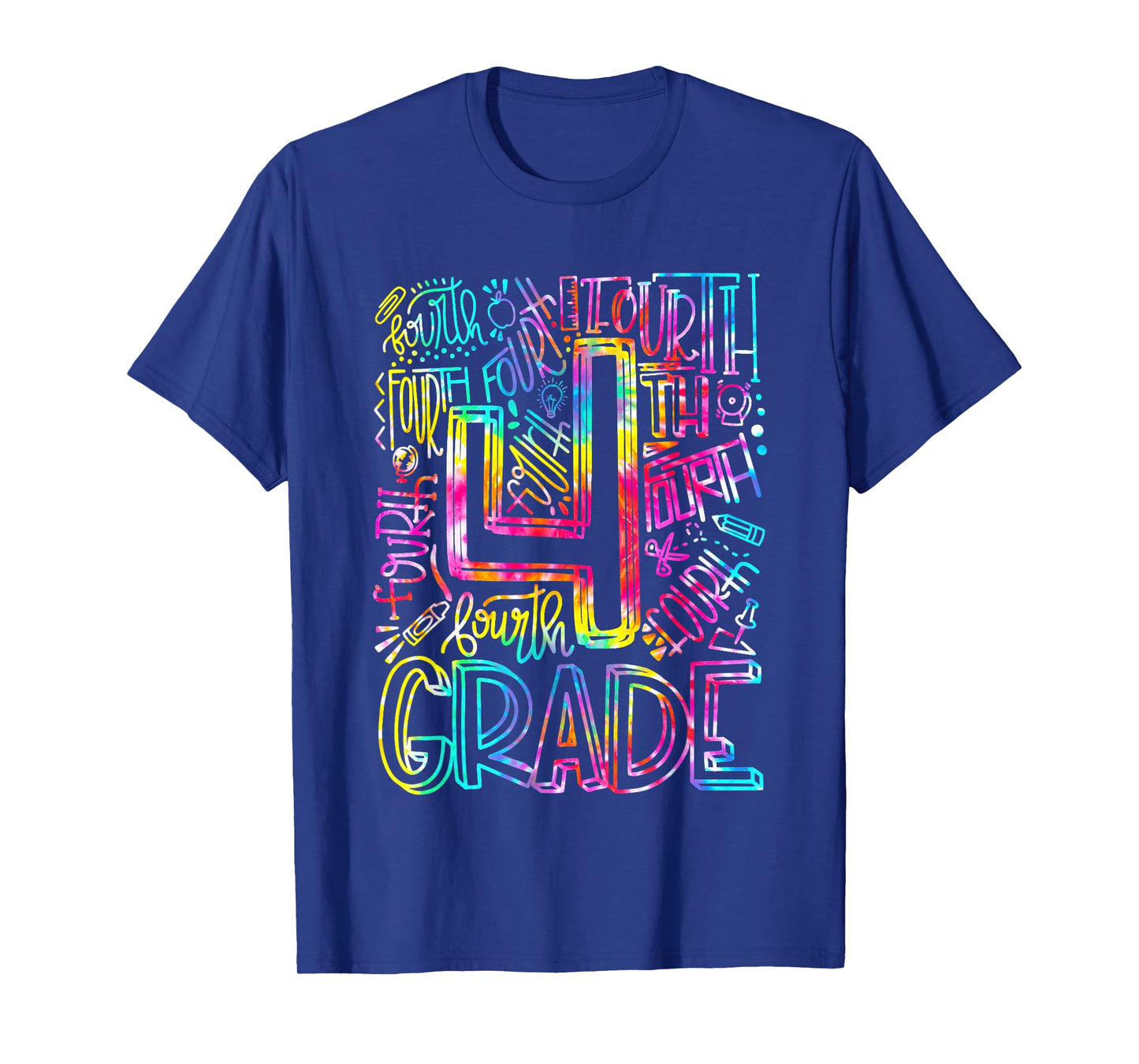 Tie Dye 4th Grade Typography Team Fourth Grade Teacher Gift Men Women Kids T-Shirt