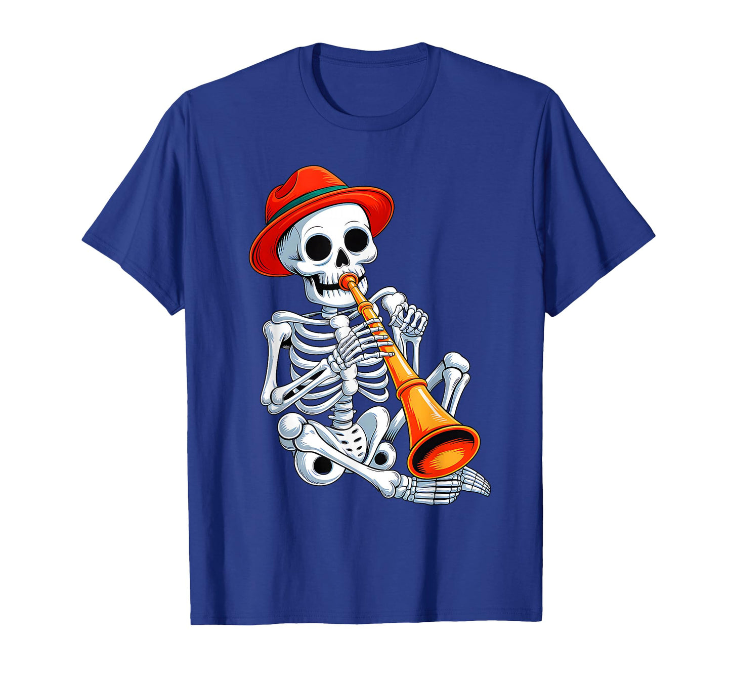 Skeleton Playing Sacxophone Halloween Costume Men Boys Kid T-Shirt