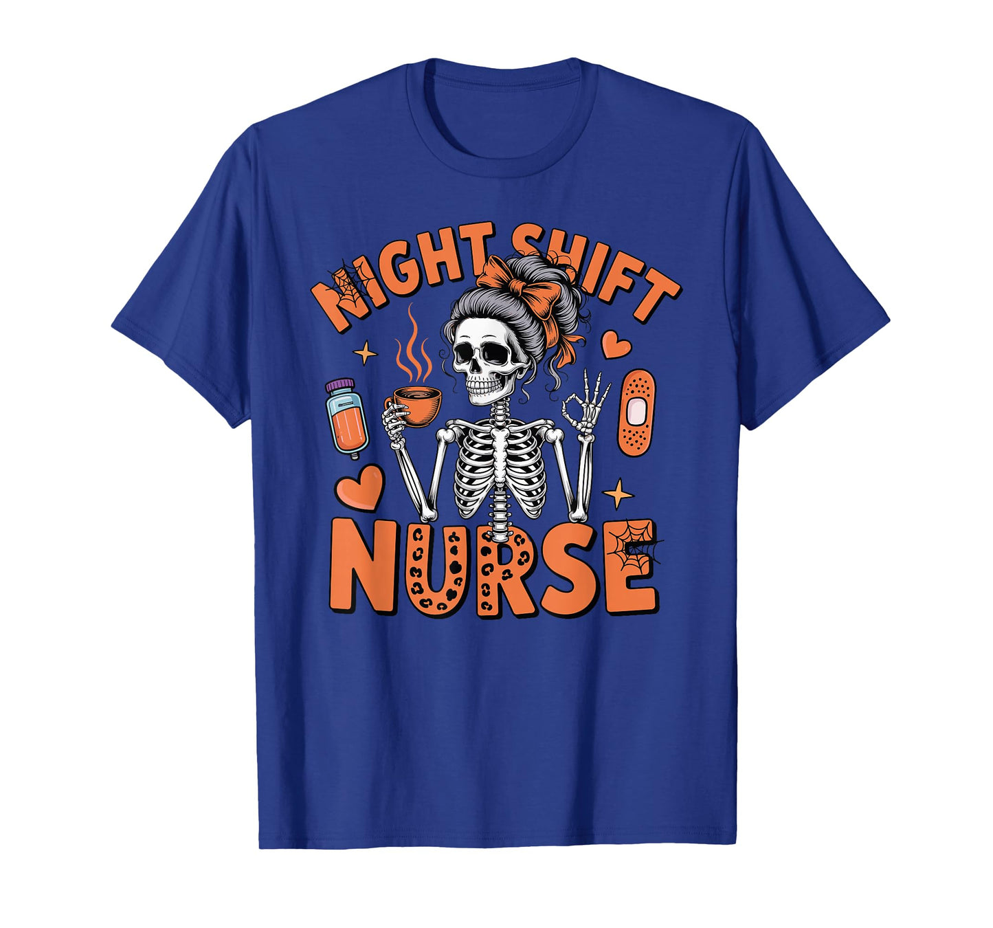 RN ICU Night Shift Nurse Skeleton Halloween Costume T-Shirt