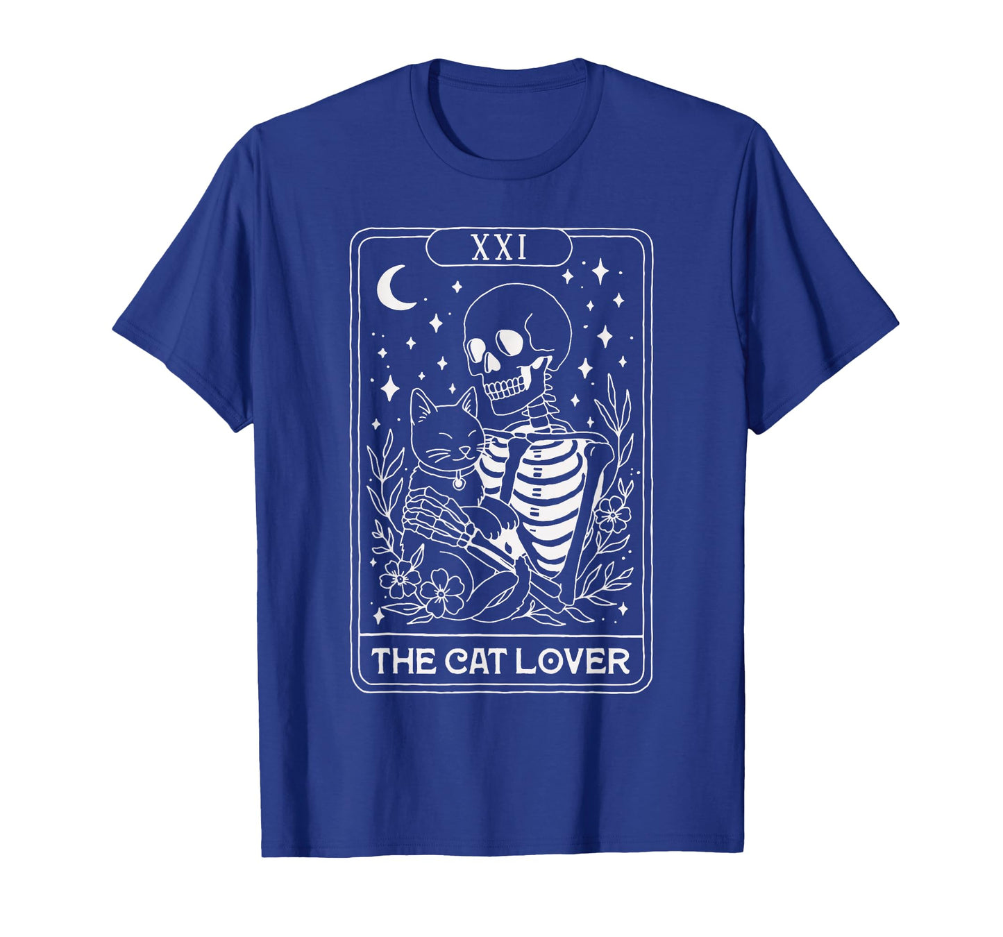Tarot Skeleton Hugging Cat Gothic Witchy Halloween Cat Lover T-Shirt