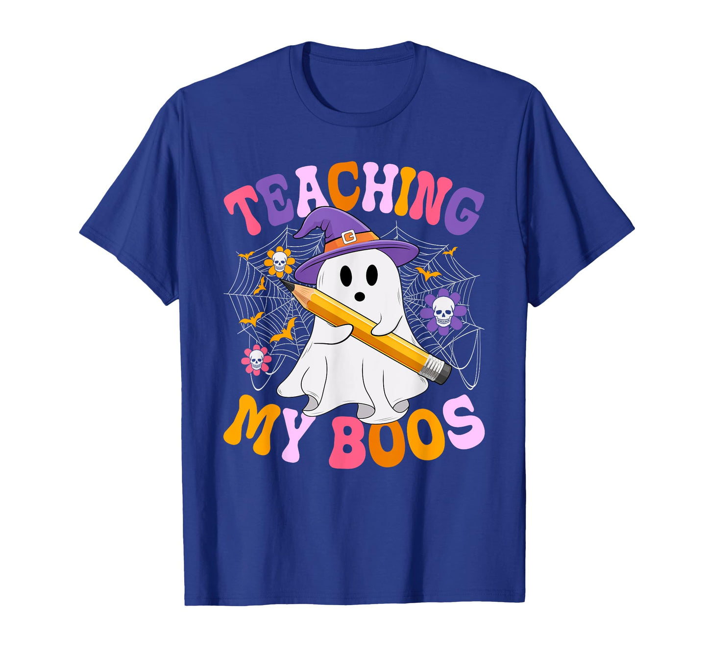 Teaching My Boos Teacher Ghost Groovy Halloween Teacher T-Shirt