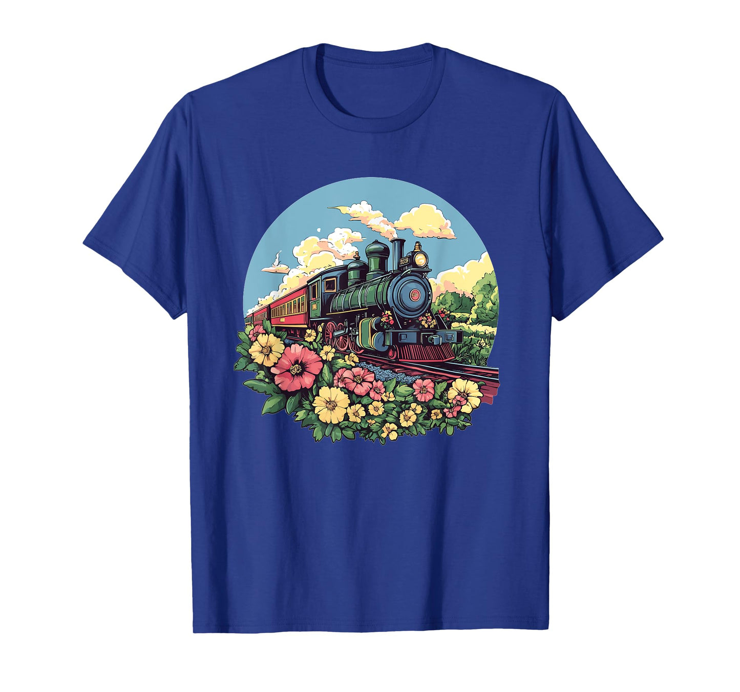 Vintage Steam Train Floral Adventure T-Shirt
