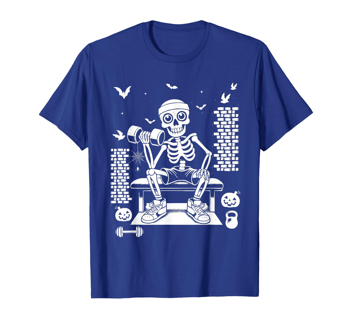 Funny Gym Skeleton Lifting Weights for Halloween Parties T-Shirt
