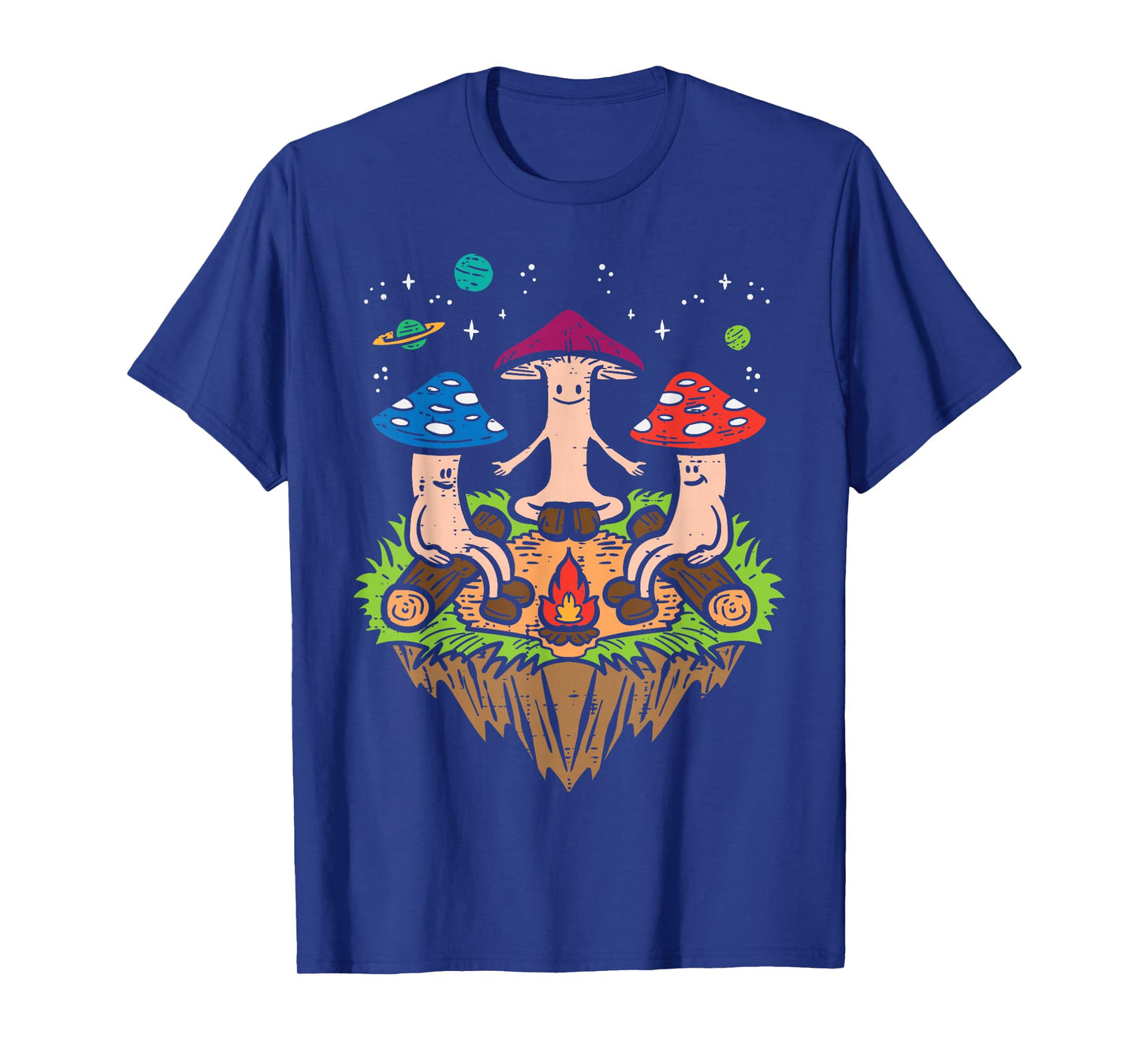 Hippie Mushrooms Camping Funny Psychedelic Camper Men Women T-Shirt