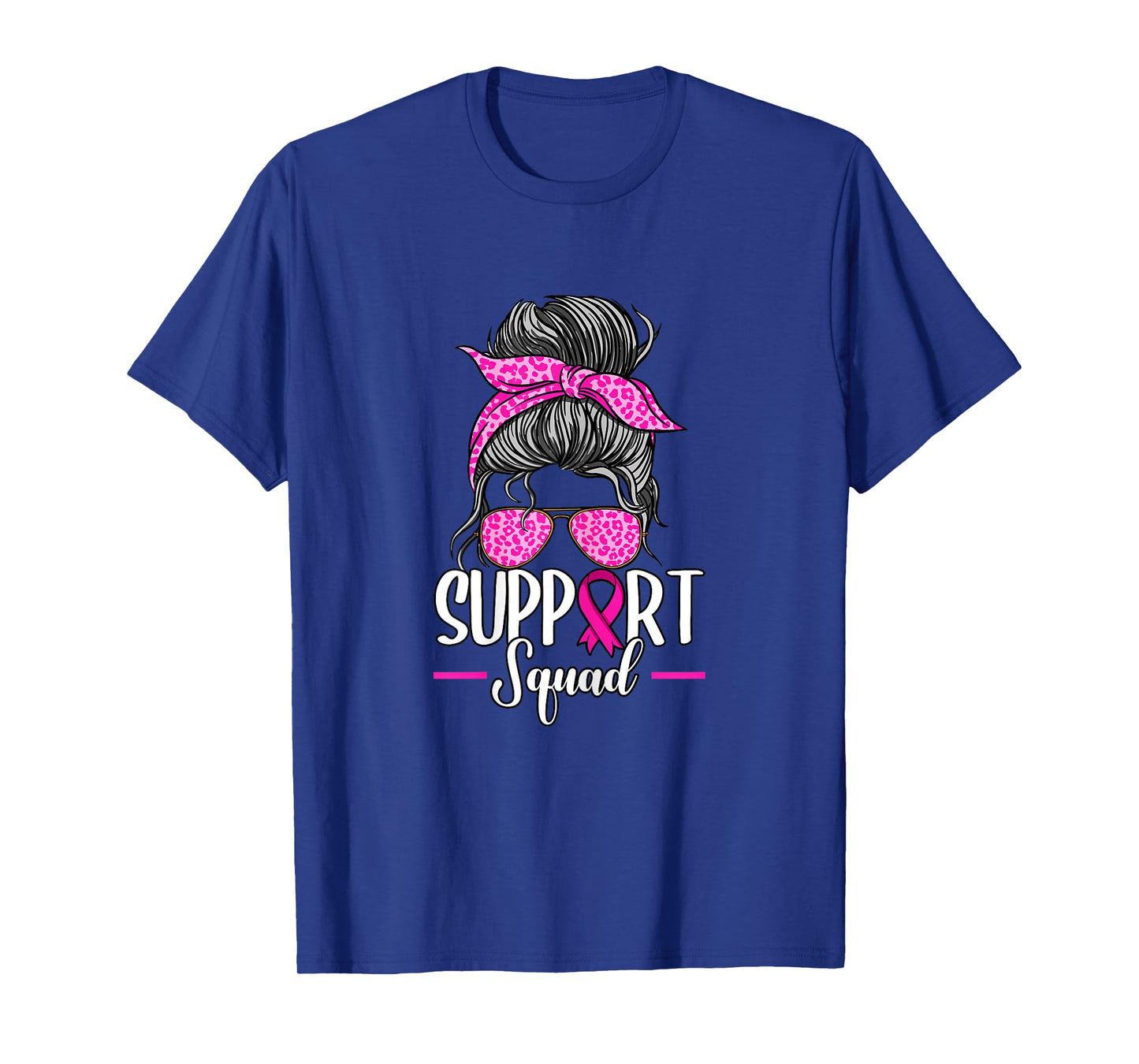 Support Squad Messy Bun Breast Cancer Awareness T-Shirt