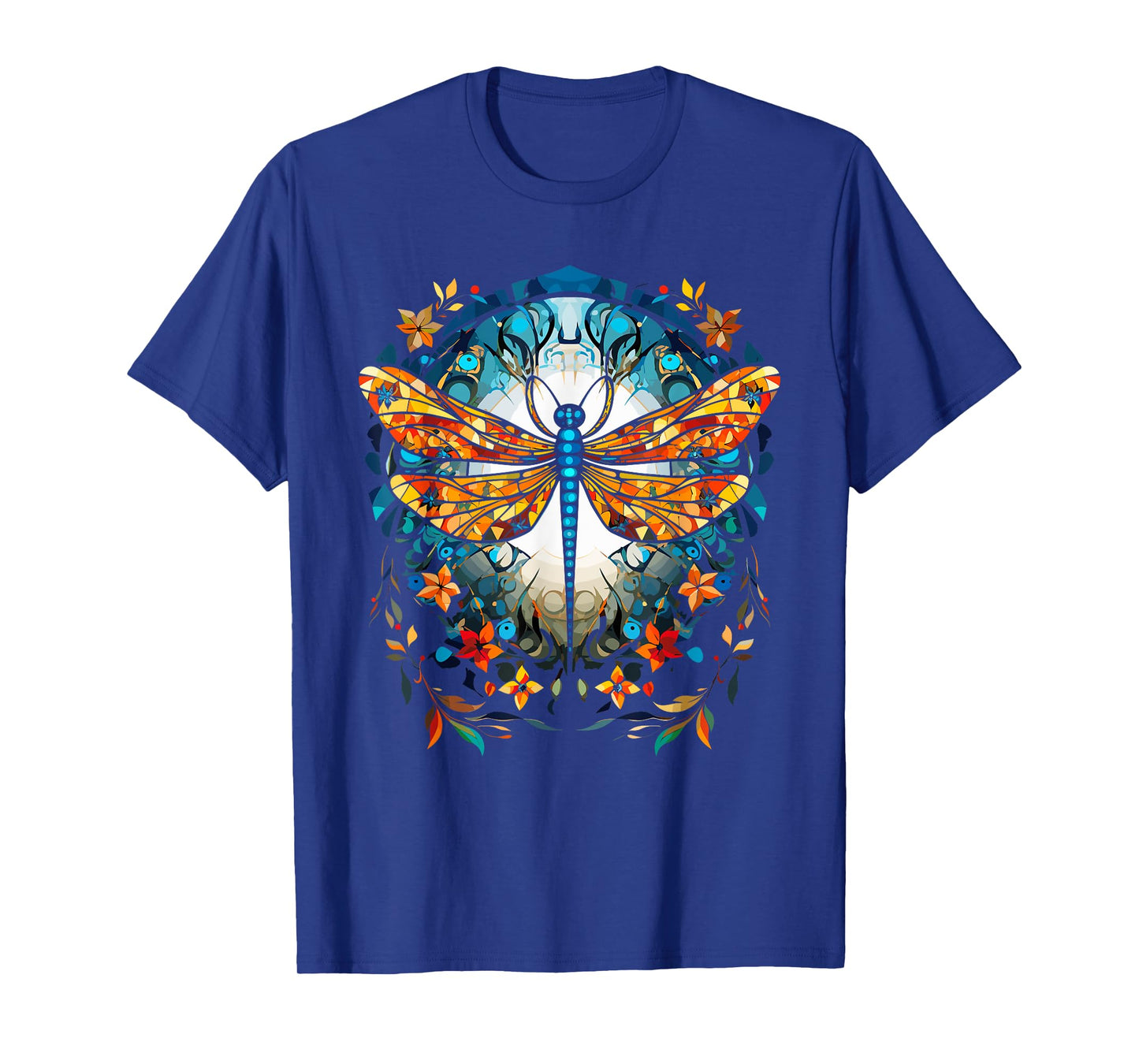 Magical Dragonfly Lover Stained Glass Graphic Design Art T-Shirt