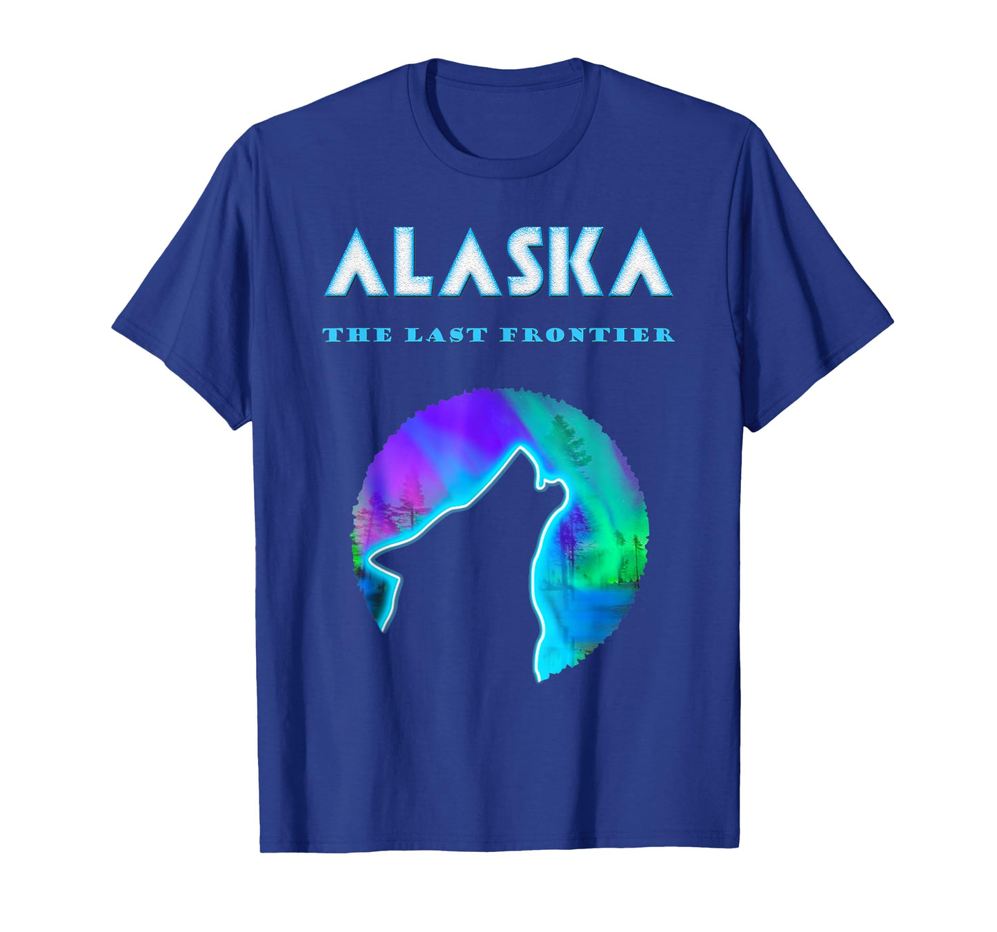 Cool Alaska Crawling Wild Wolf with Aurora Snow Scene T-Shirt