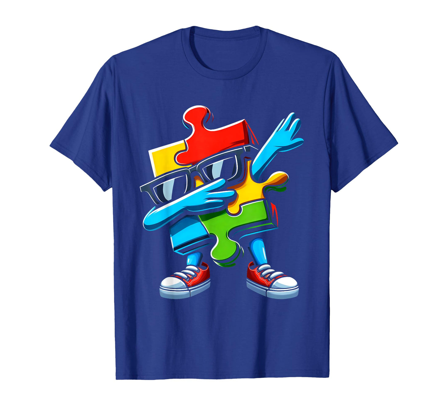 Autism Awareness Dabbing Puzzle Piece Autistic Kids Boys T-Shirt