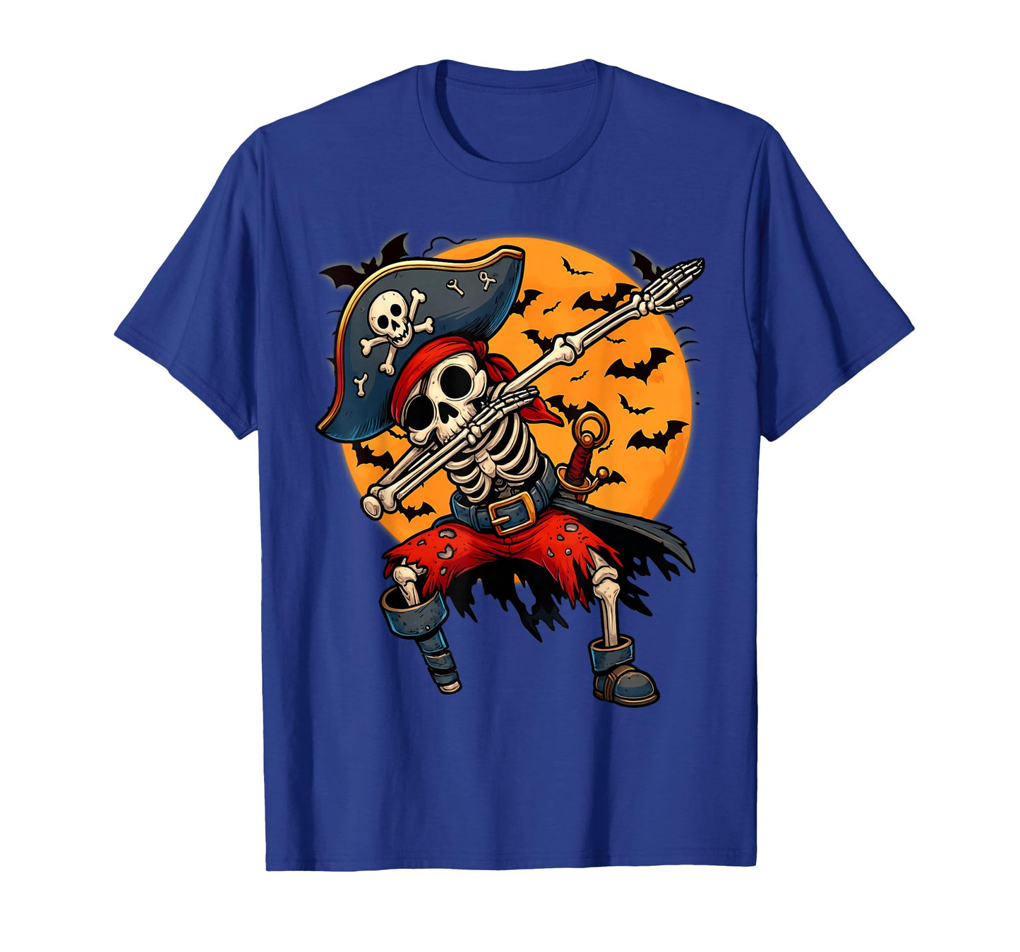 Dabbing Pirate Skeleton Funny Skull Dab Skeleton Halloween T-Shirt