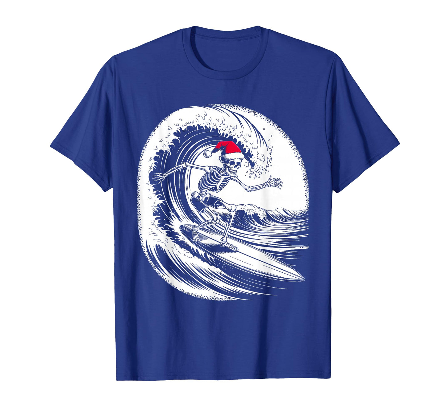 Xmas Skeleton Surfer Vintage Big Wave Surfing Fun Christmas T-Shirt