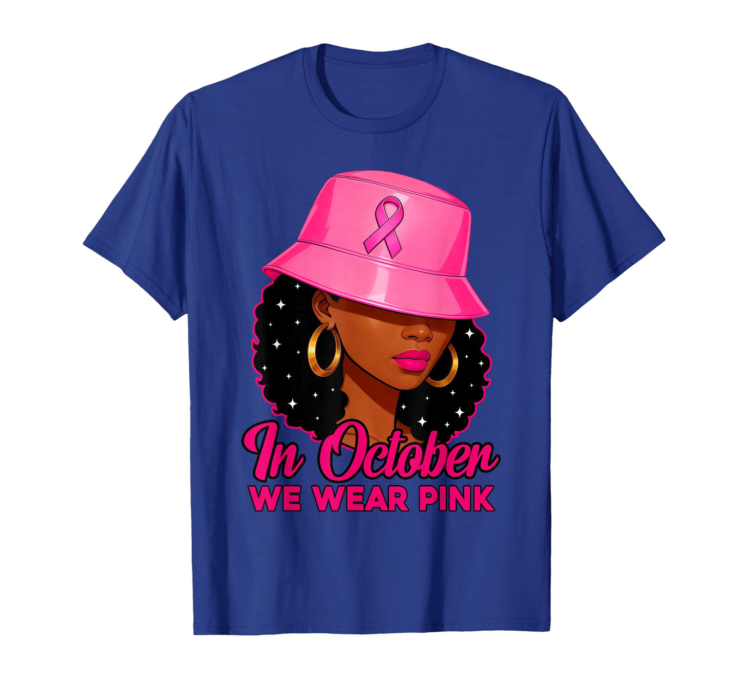 in October We Wear Pink Black Women Breast Cancer Awareness T-Shirt