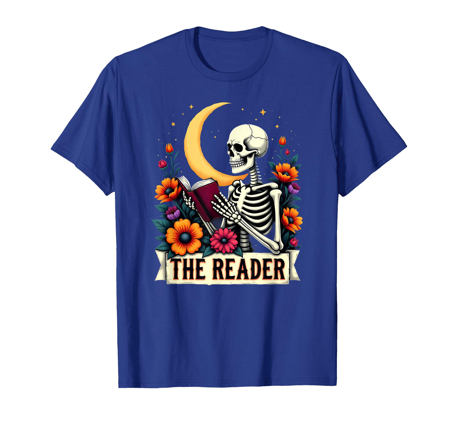 Tarot Card Skeleton Reading Book Librarian The Reader T-Shirt