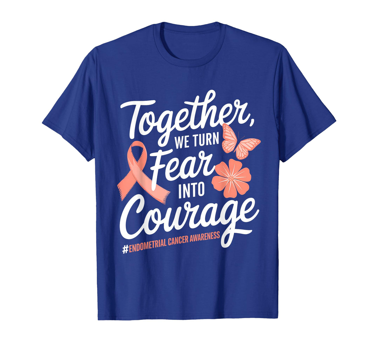 Endometrial Cancer Awareness Peach Ribbon T-Shirt