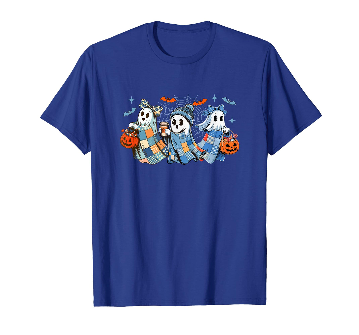 Three Colorful Boo Bow Tie Drinking Coffee Halloween Family T-Shirt