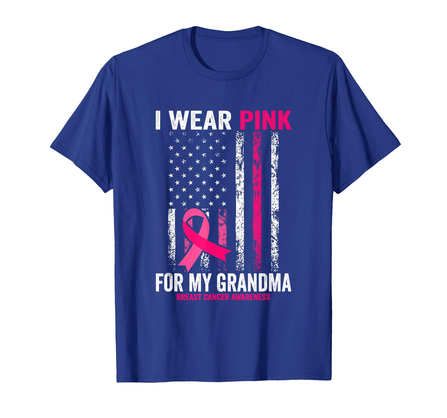I Wear Pink for My Grandma American Flag T-Shirt