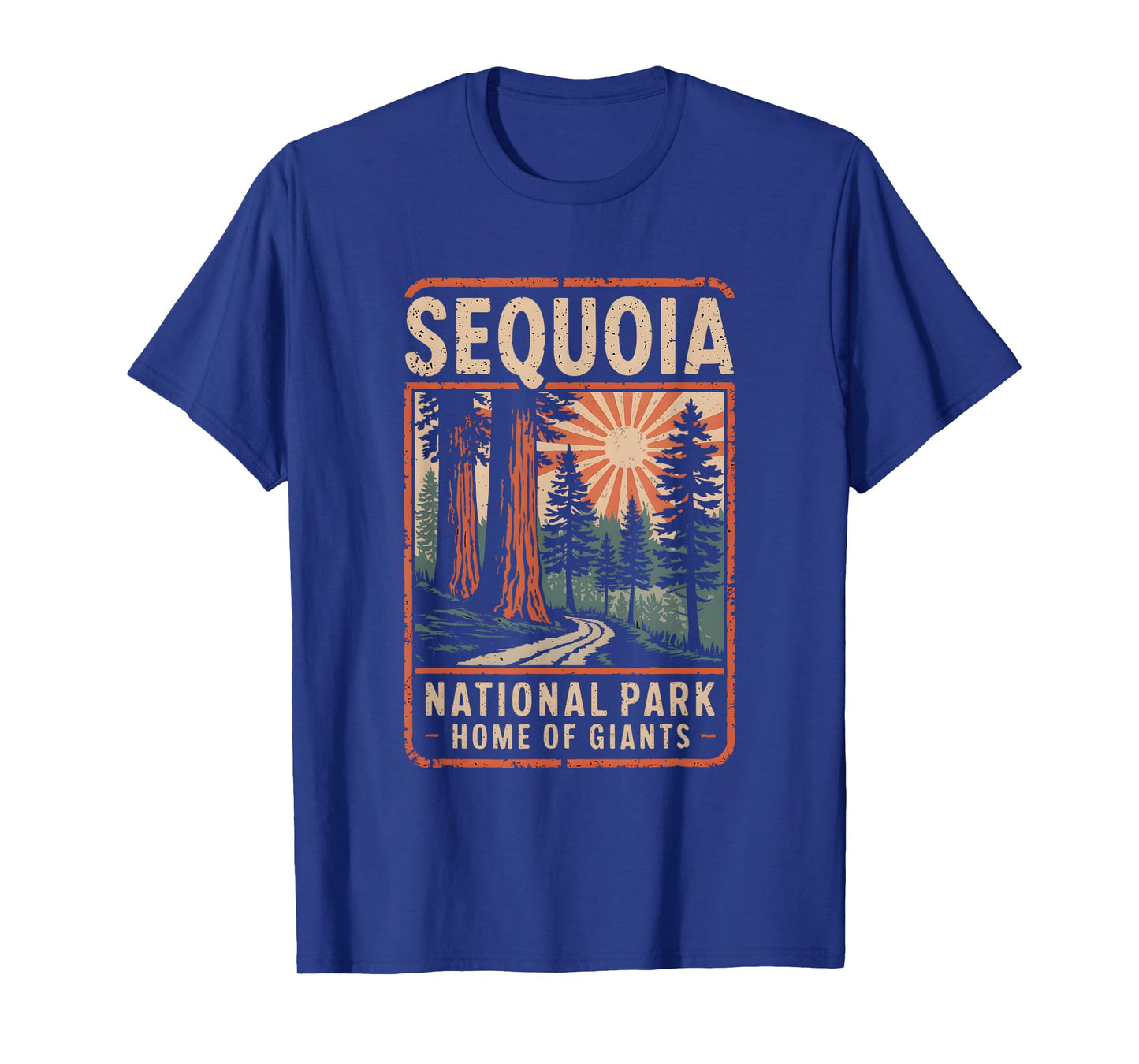 Sequoia National Park Mountain Sequoia Trees Retro T-Shirt