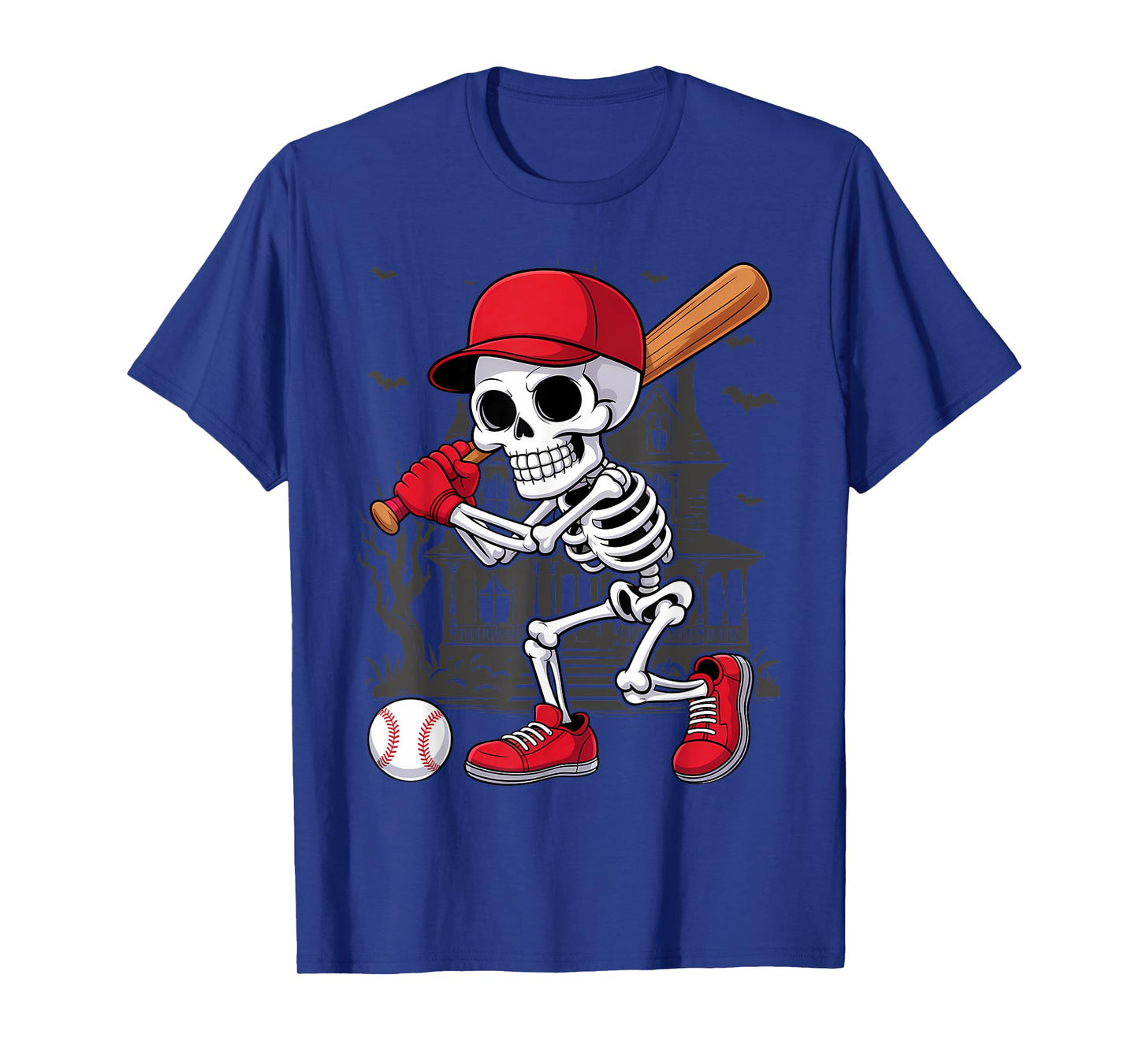 Baseball Skeleton Halloween Funny Playing T-Shirt
