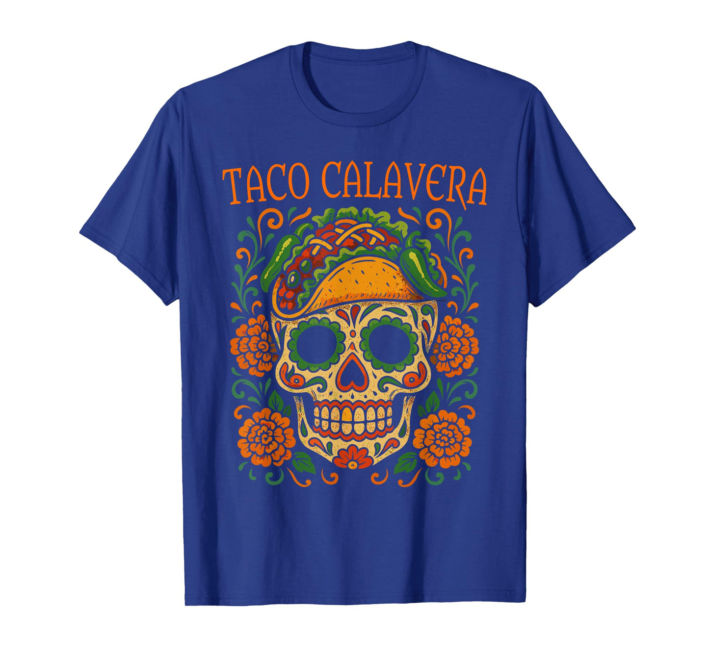 Funny Taco Skull Art Colorful Mexican Food Humor Style T-Shirt