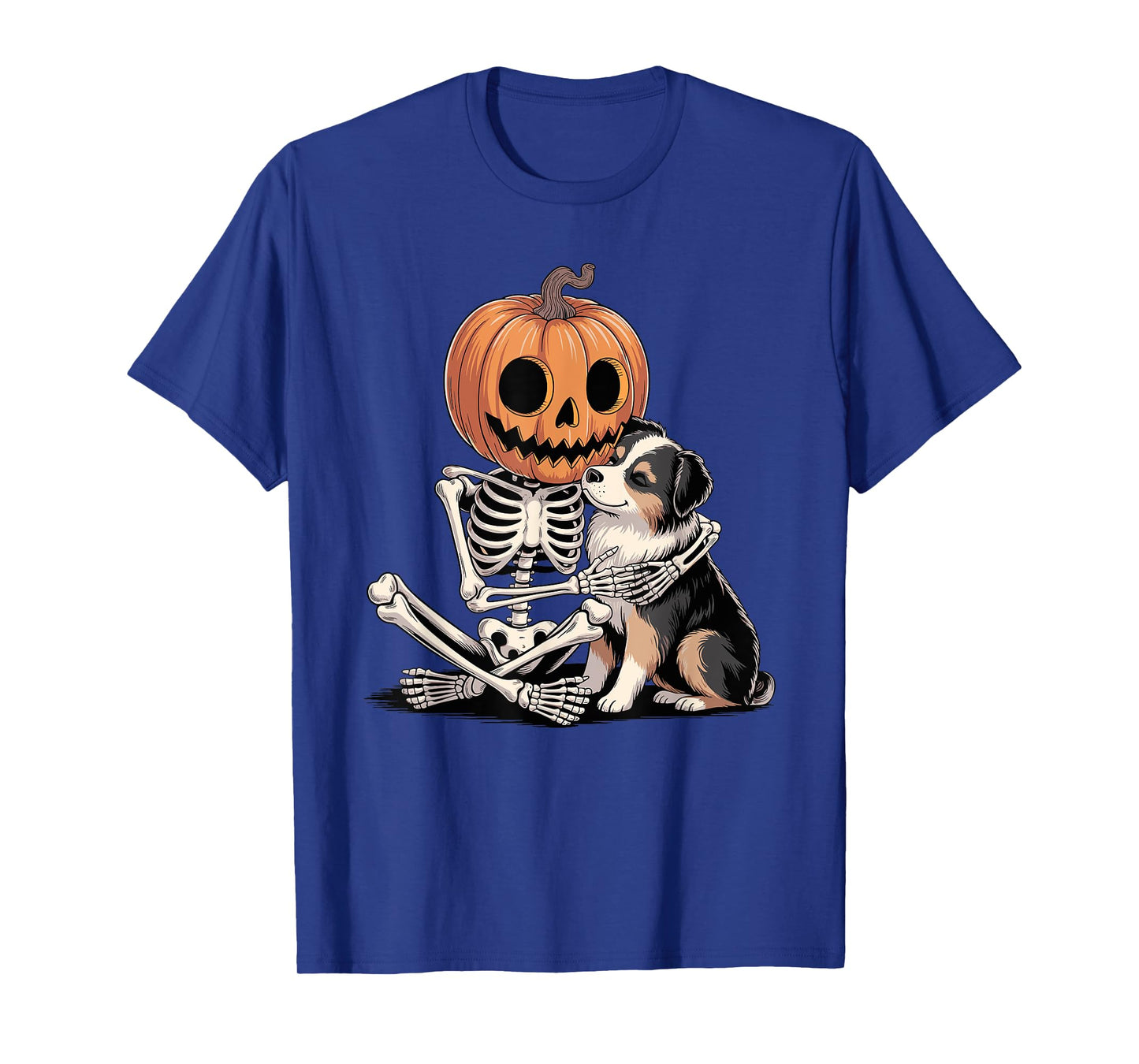 Halloween Skeleton Australian Shepherd Aussie Dog T-Shirt