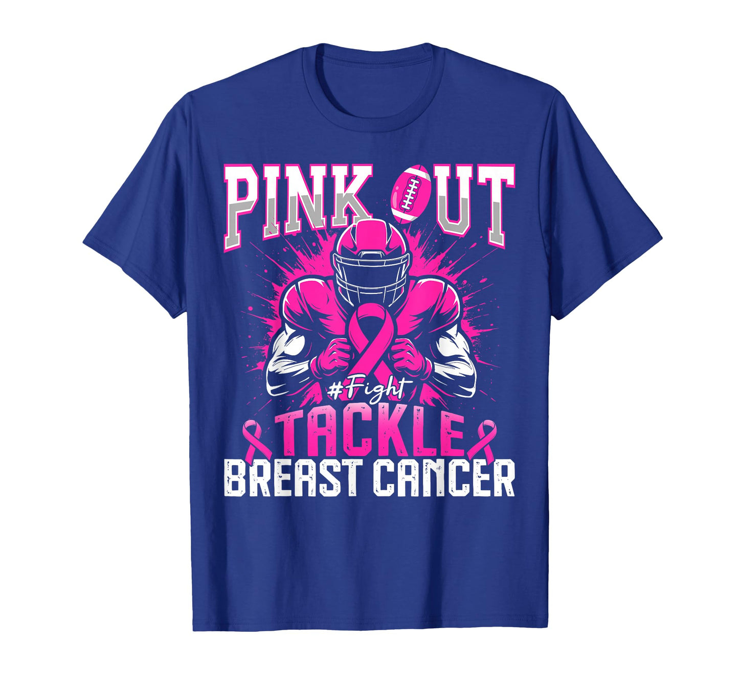 Pink Out Tackle Breast Cancer Awareness Football Boys Kids T-Shirt