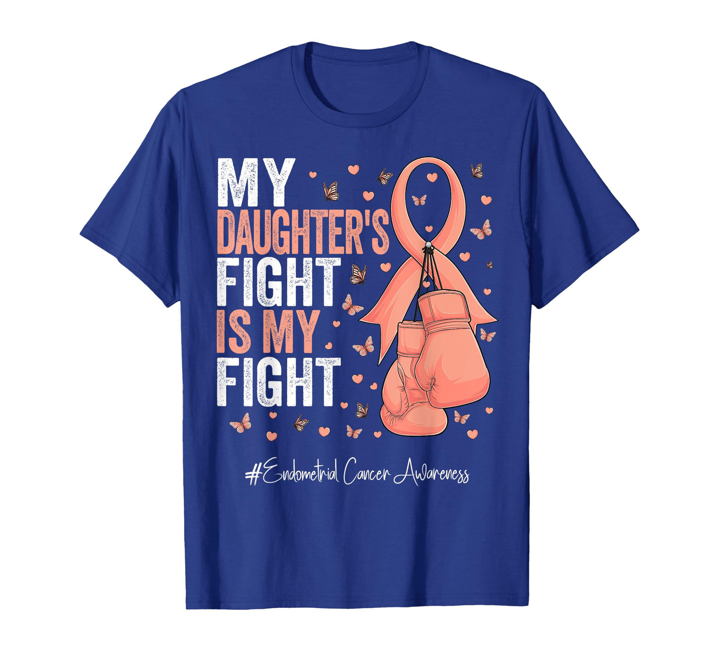 Peach Ribbon Daughter Endometrial Cancer Awareness T-Shirt