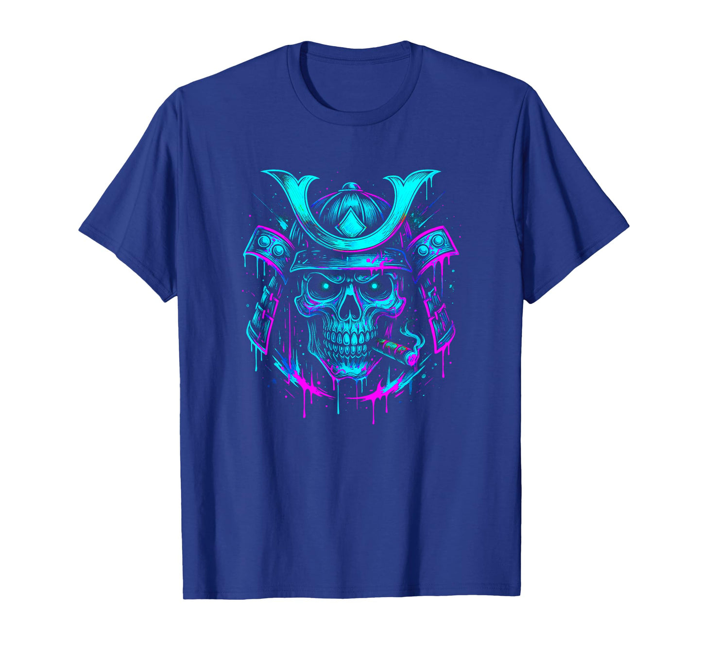 Samurai Skull Warrior Cigar - Cool Vaporwave Retro 90s Y2K T-Shirt