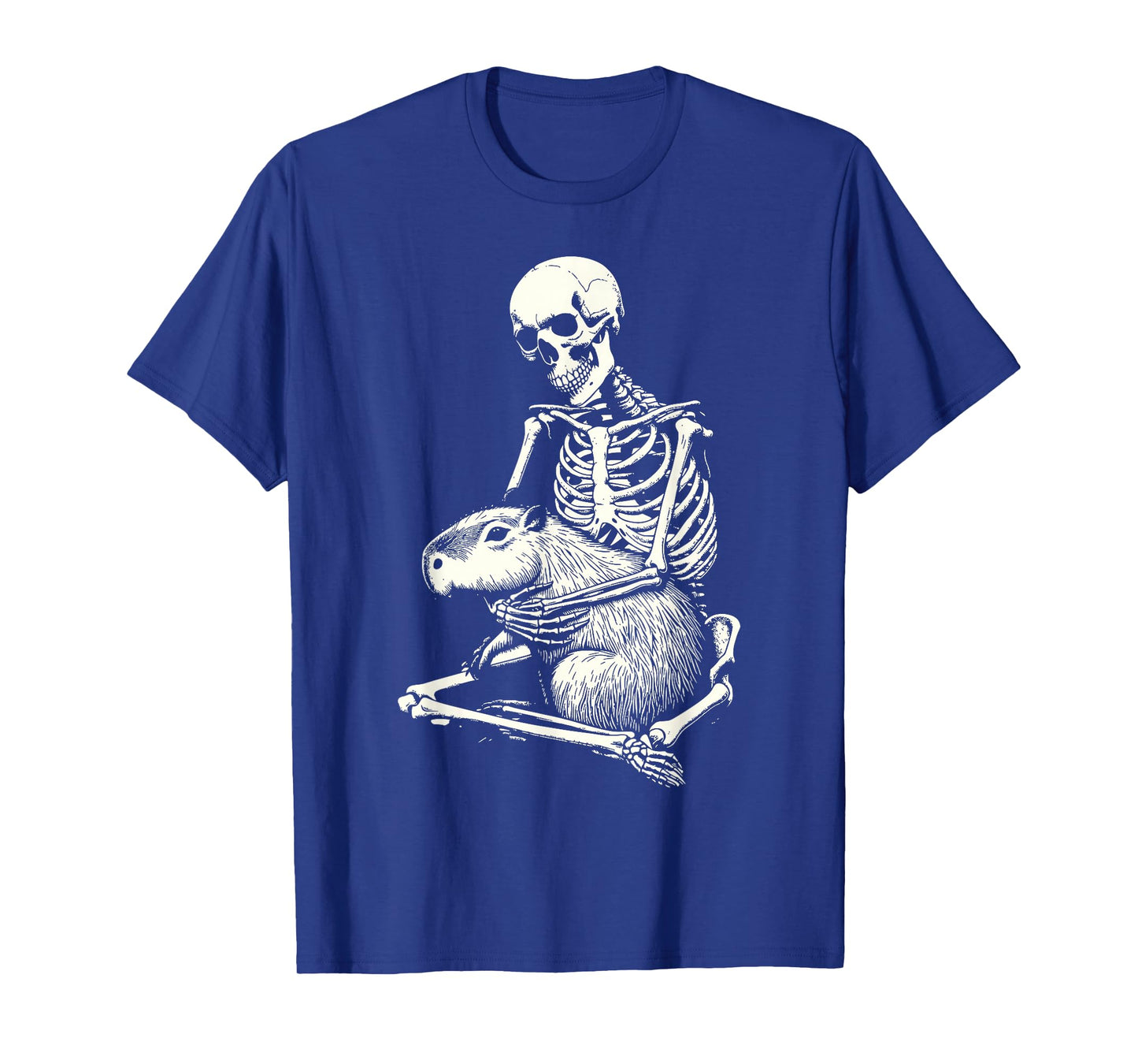 Skeleton Hugging Capybara Halloween T-Shirt