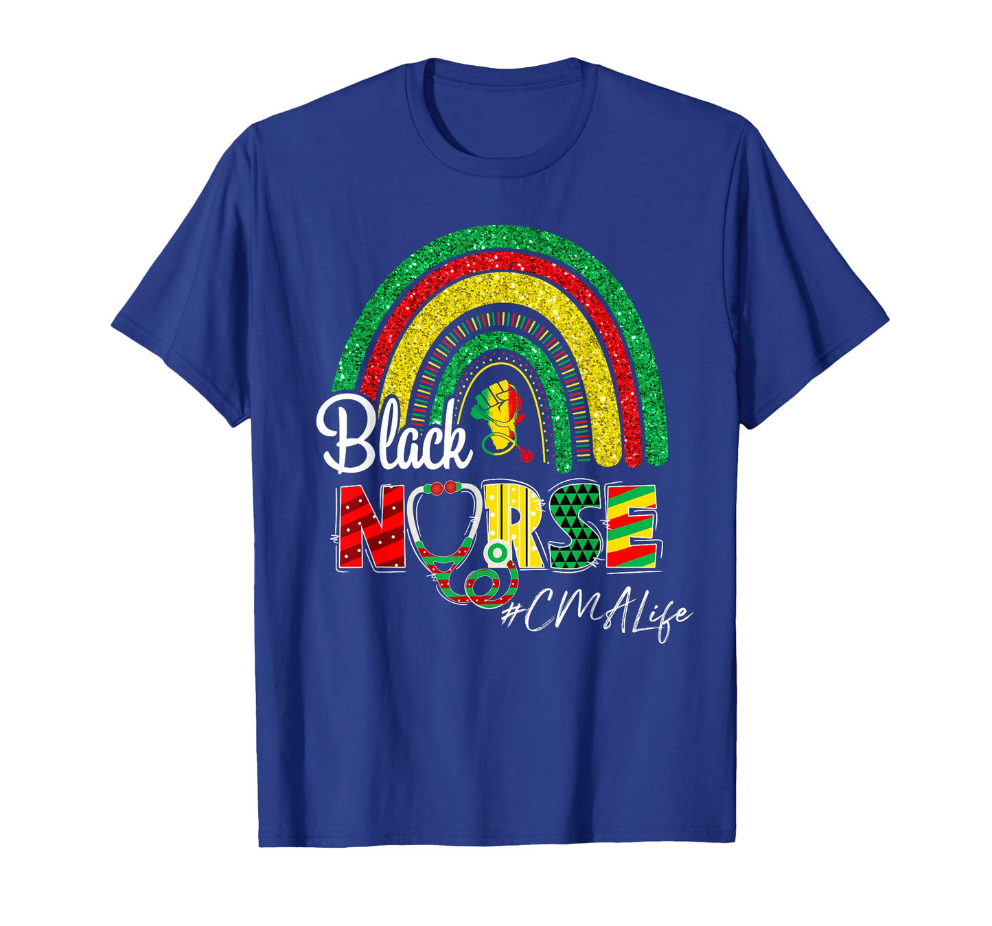 Juneteenth Black Nurse CMA Life Rainbow Afro African T-Shirt